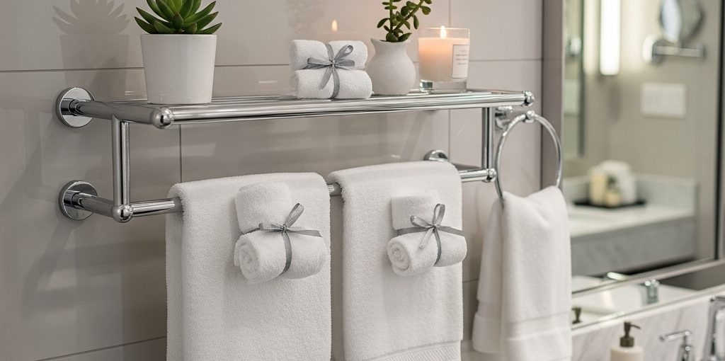 Cómo decorar un toallero de baño para baños de hotel