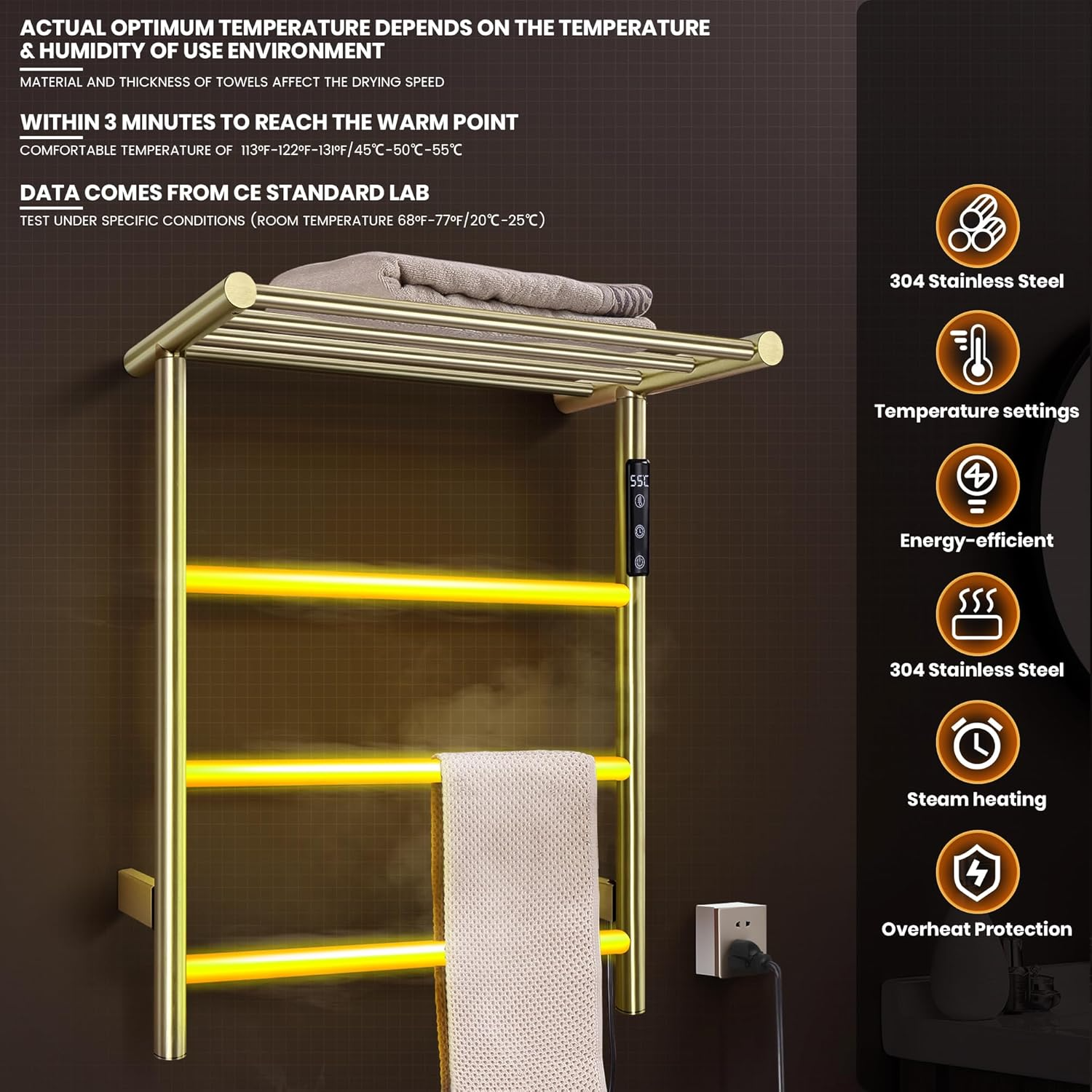 304 Stainless Steel Wall Mounted Bathroom Towel Rack-2.