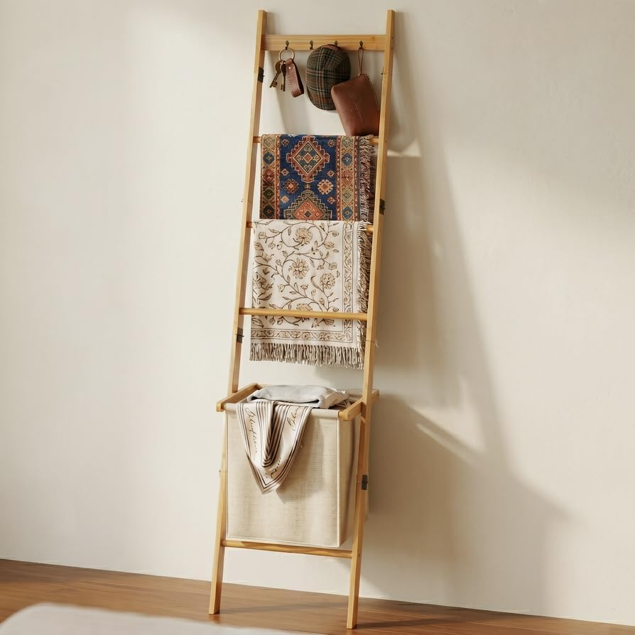 Bamboo Ladder Towel Rack-1.