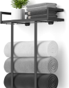 Estante de almacenamiento de toallas de baño de metal negro-2.
