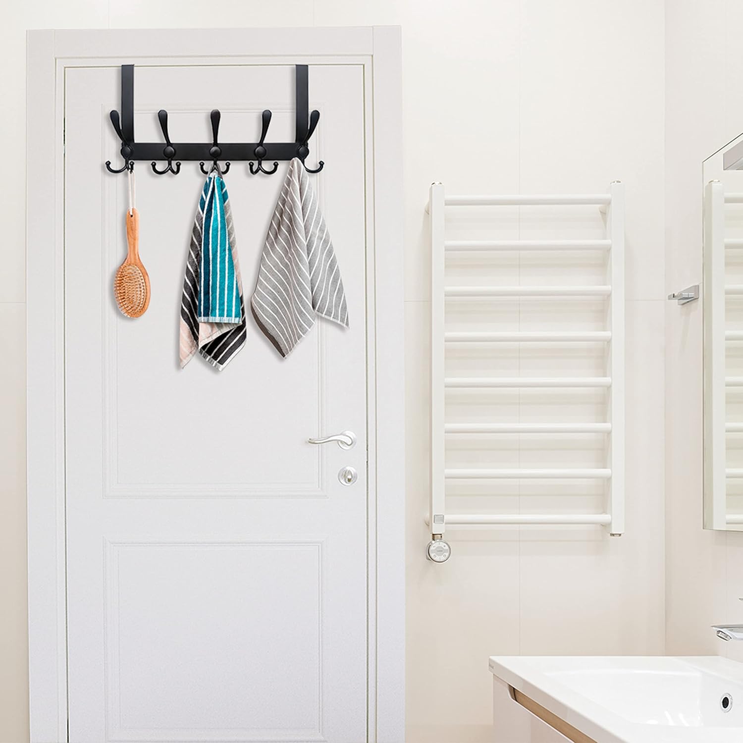 Black Over Door Bathroom Towel Rack -3 Black Over Door Bathroom Towel Rack -3