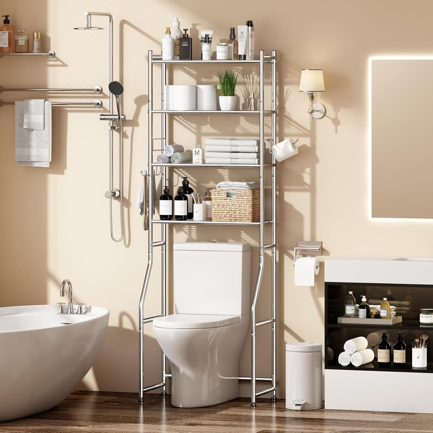 Chrome Bathroom Towel Rack Shelf -2.