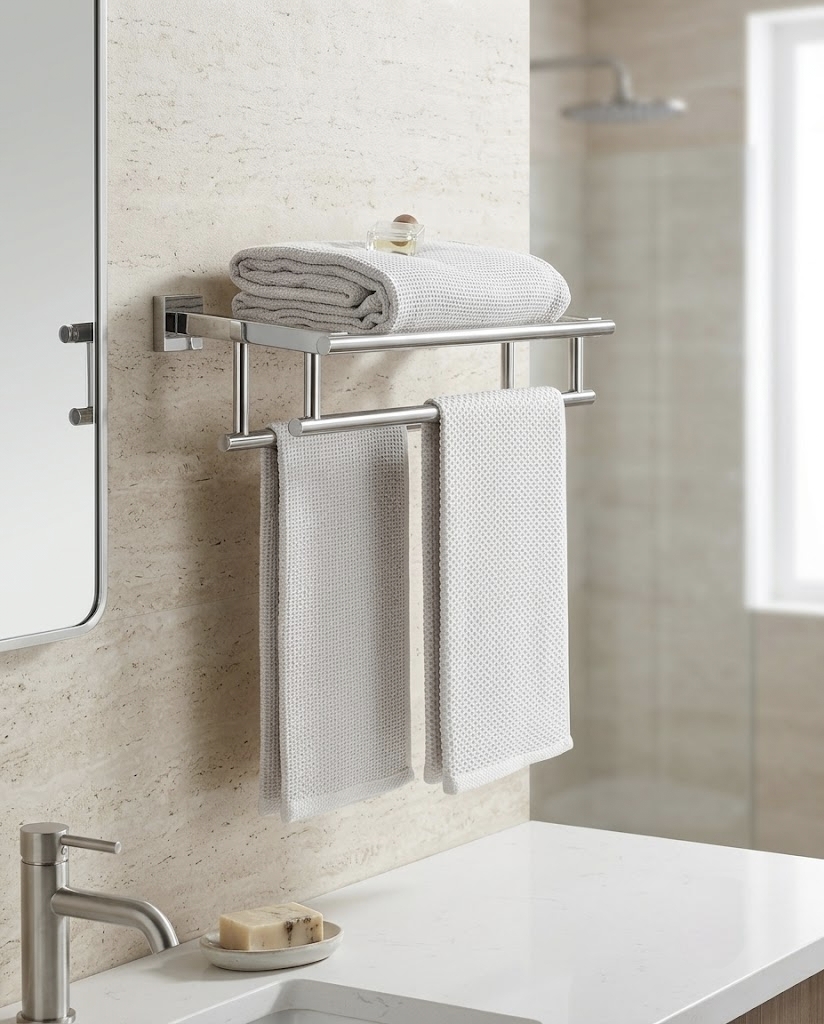 Chrome Double Towel Rack-4
