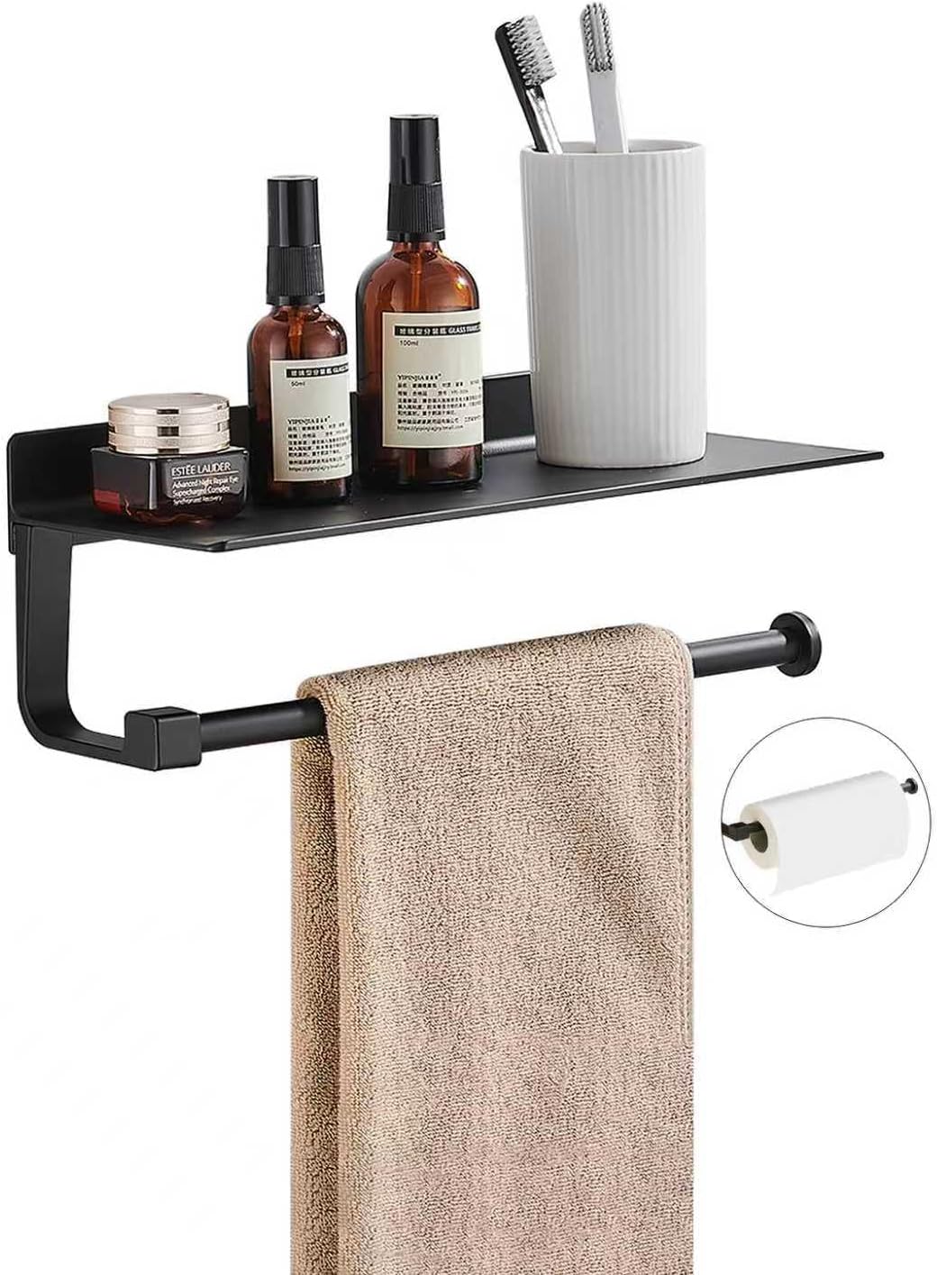 Compact Hand Towel Rack with Shelf-1