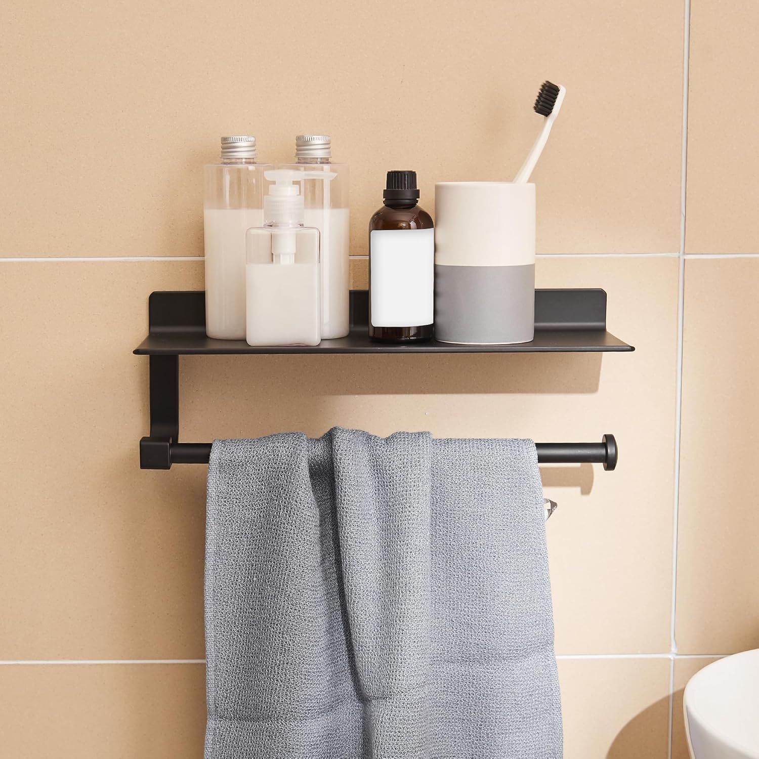 Compact Hand Towel Rack with Shelf-3 Compact Hand Towel Rack with Shelf-3