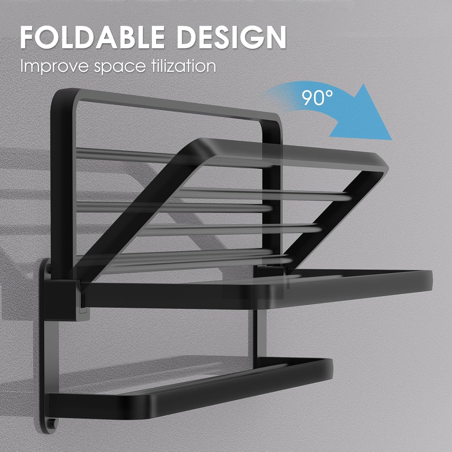 Double Layer Towel Rack with Shelf -2.