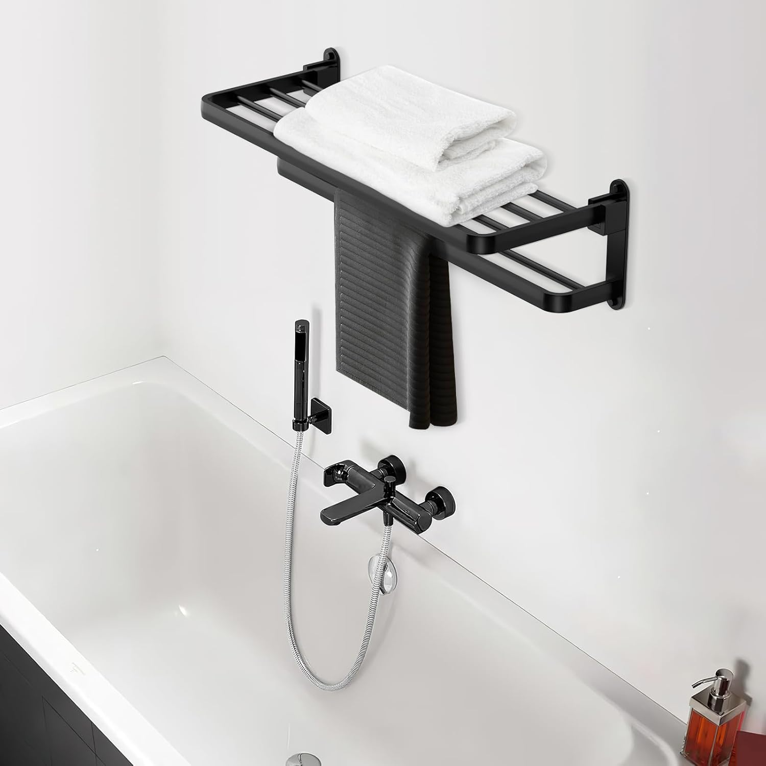 Double Layer Towel Rack with Shelf -3. Double Layer Towel Rack with Shelf -3.