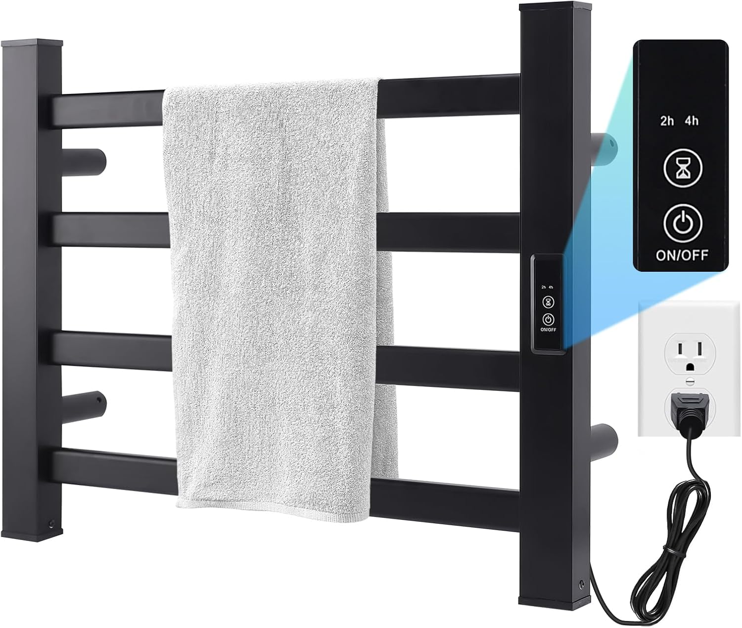 Matte Black Wall Mounted Towel Rack-1.
