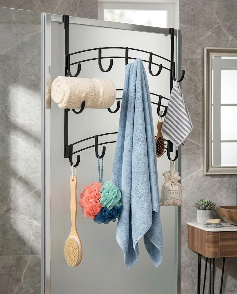 Over Door Towel Rack with Hooks-4.