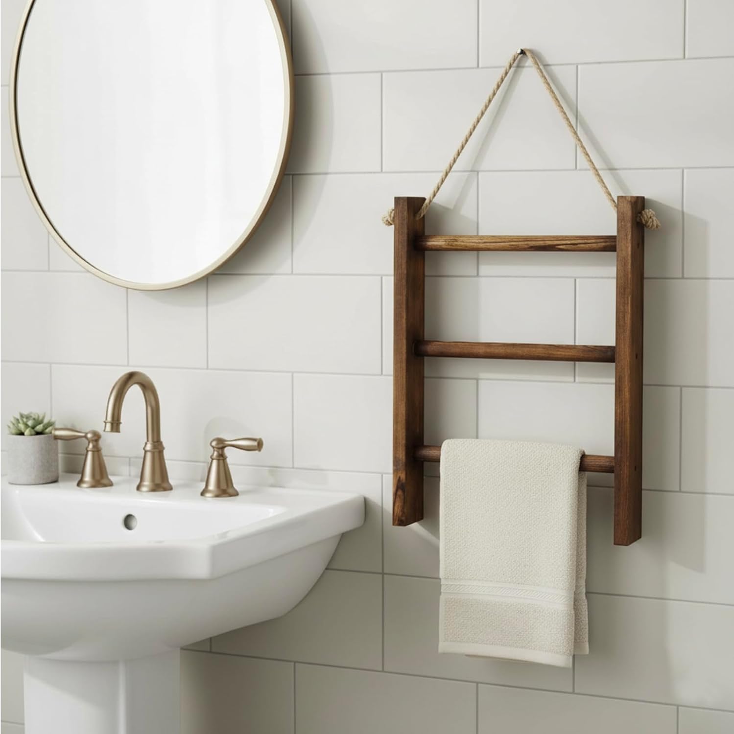 Rustic Ladder Towel Rack-2