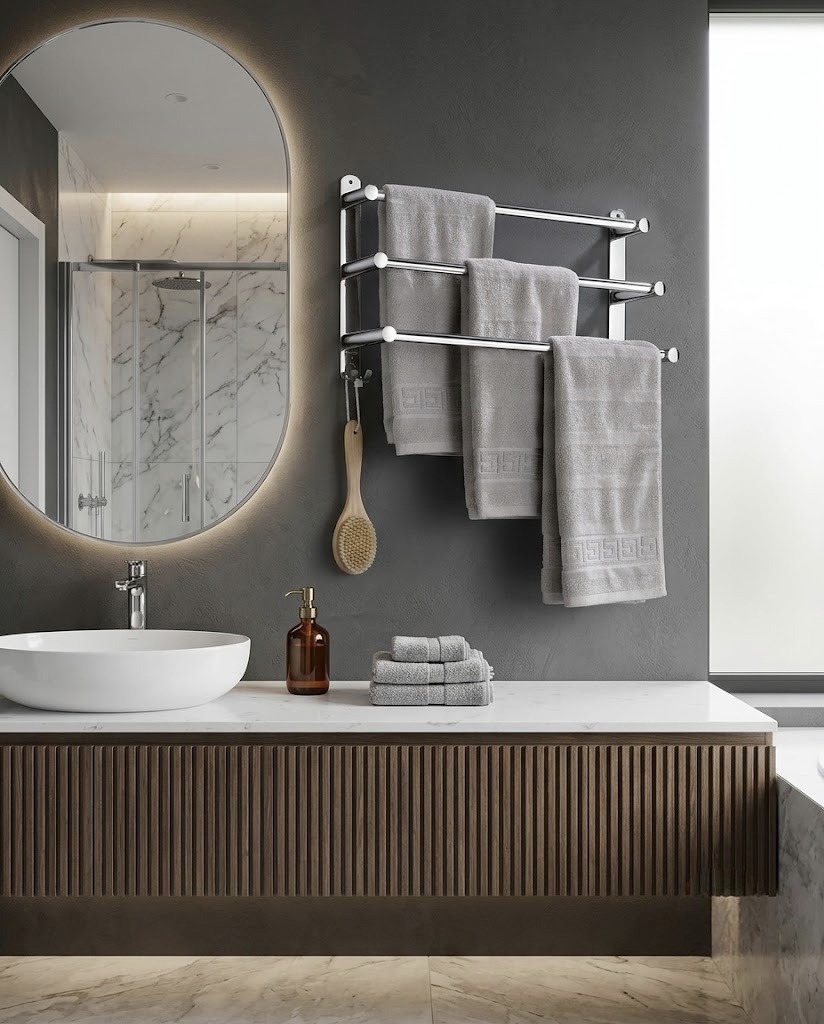 Toallero de baño triple de barra para baños comerciales