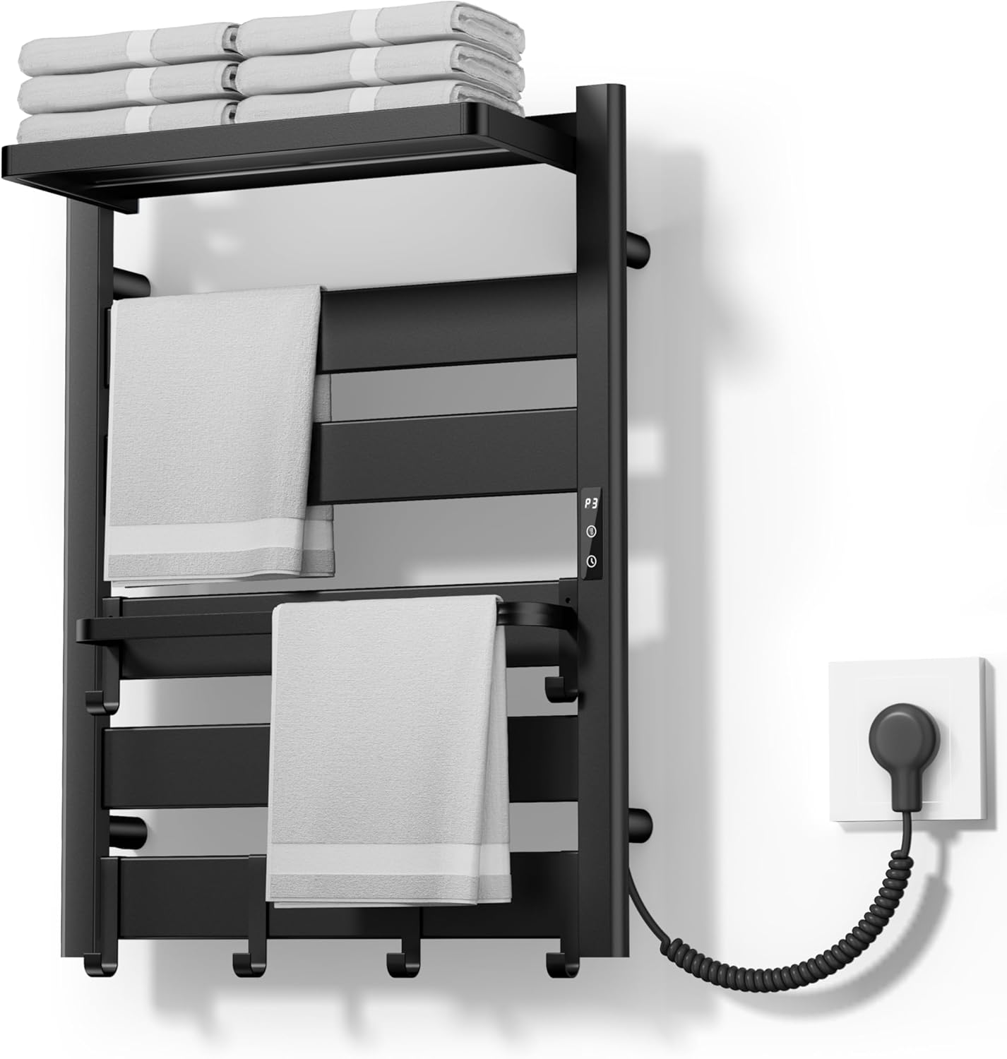 Wall Mounted Heated Towel Shelf Rack-1.