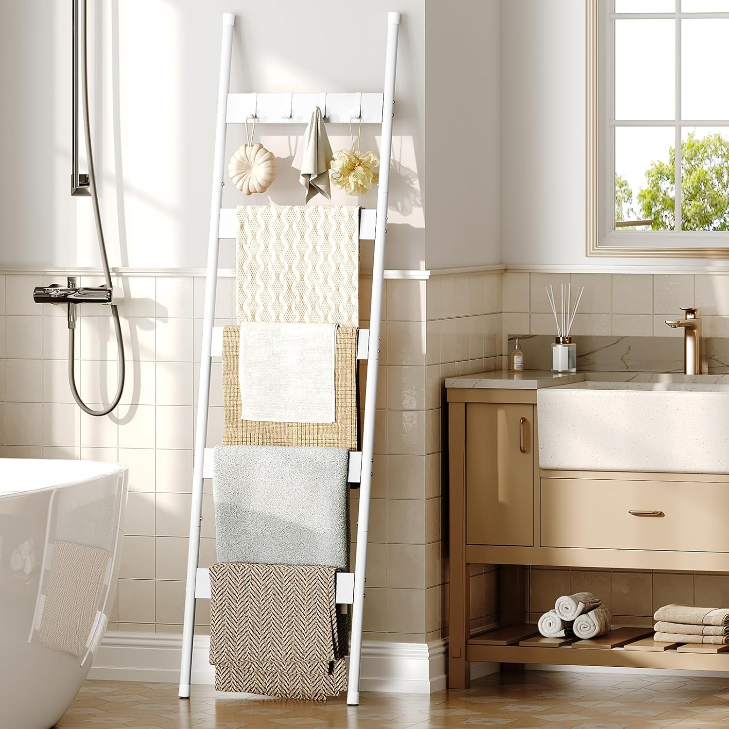 White Ladder Towel Rack-1.