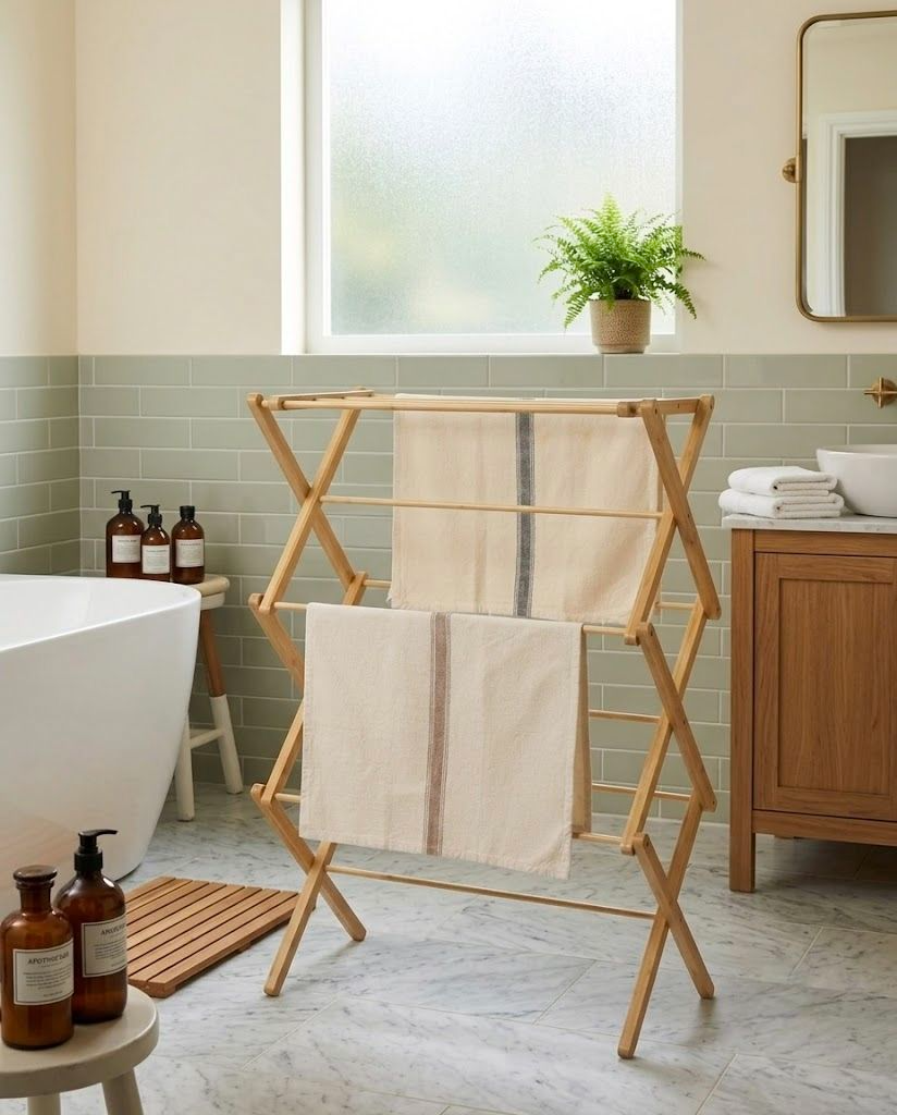 Wooden Freestanding Towel Rack-4.