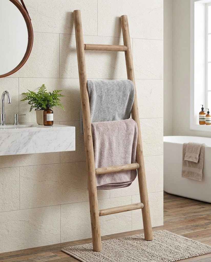 Wooden Ladder Towel Rack -4.