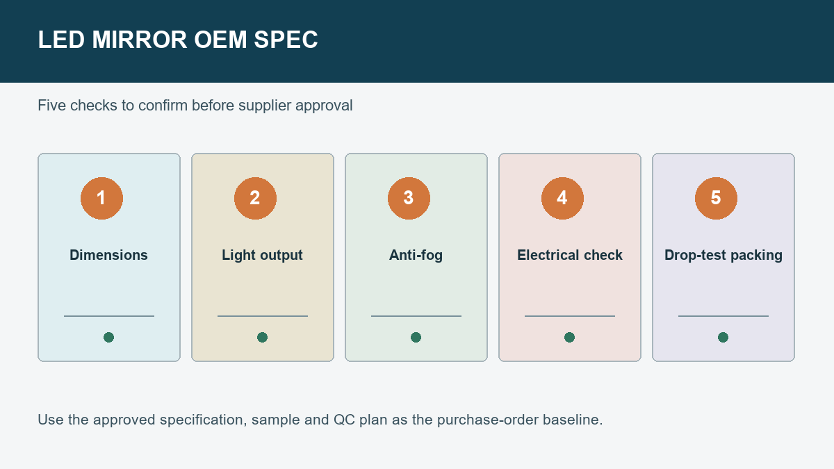 Five specifications to confirm with an LED bathroom mirror manufacturer